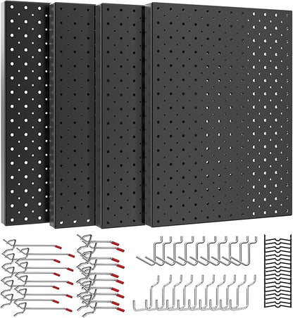 Ultrawall Metal Peg Board Panels with Hooks, Pegboard Wall Tool Organizer for Garage, 74pcs Peg Board with Accessories, 16"X12"