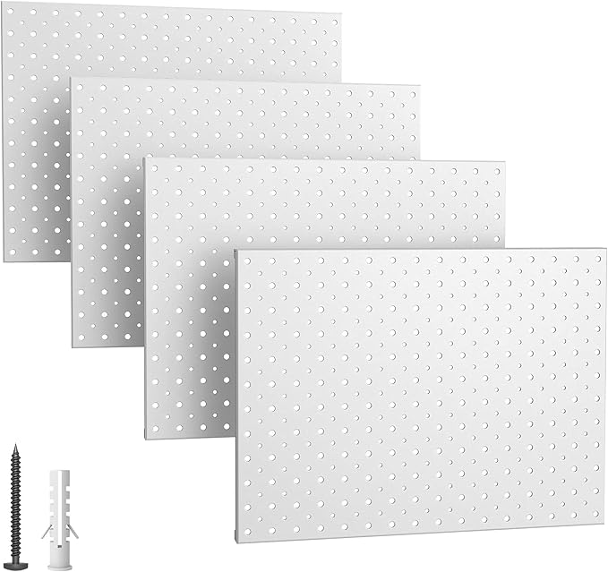 EVERHANGER Metal Pegboard Panels, Heavy Duty Pegboard Wall Organizer, Garage Wall Panels, Tool Storage Organization, 12"X16", 2pcs, Gray