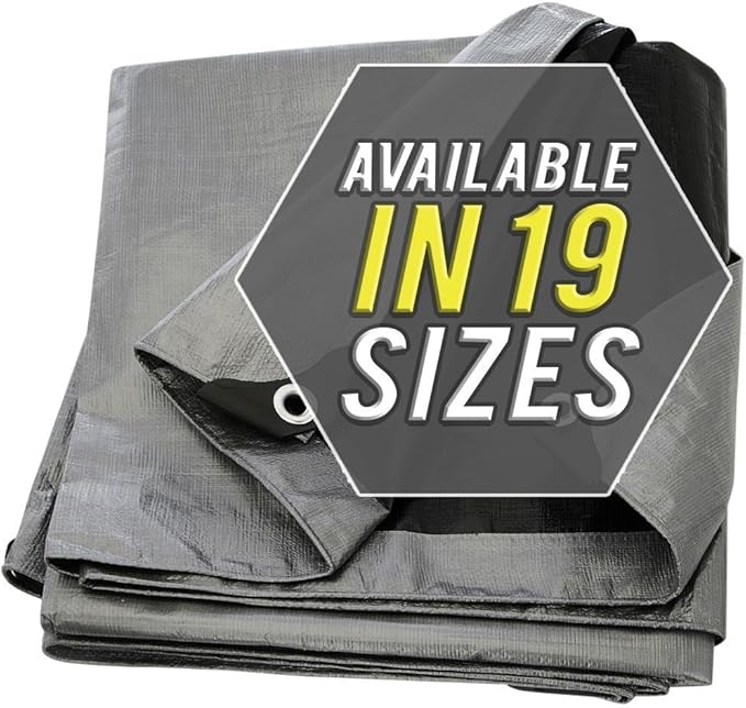 Large Waterproof Tarp - Heavy Duty 10 Mil Thick Poly Tarpaulin Ideal for Canopy Tents, Boats, RV or Pool Covers - Multipurpose Protective Tarps with Grommets for Indoor, Outdoor Use | 16' x 20' 2 Pack