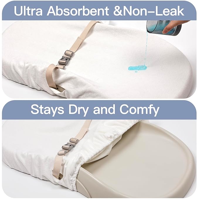 2-Pack Waterproof Changing Pad Covers-Soft Baby Nursery Diaper Changing Pad Sheets,Contour Changing Pads Liners,Change Pad Cover,Ultra-Soft & Breathable,Fits Skip Hop,Keekaroo Peanut,Machine Washable