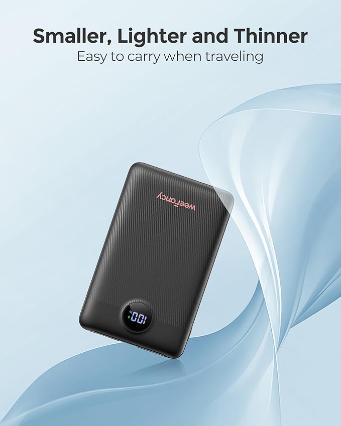 Mini Portable Charger with Built-in Cables 22.5W Fast Charging Power Bank USB-C Small Battery Pack 10000mAh Travel Essential Slim Battery for iPhone 16/15/14, Samsung 25/24, and More