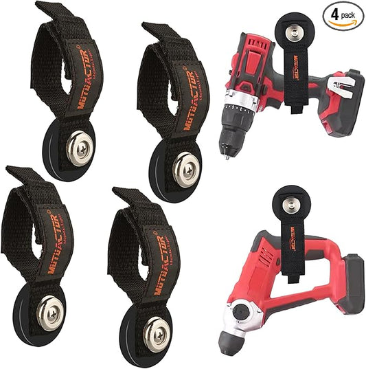 MUTUACTOR Strong Magnetic Hooks with Storage Straps, Φ1.96” Anti-Slip Rubber Coated Heavy Duty Hooks,4PCS Universal Carrying Storage Extension Cords, Hoses, Ropes Organization in Garage Workshop RVs