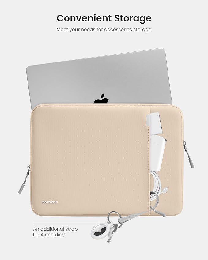tomtoc 360° Protective Laptop Sleeve for 14-inch MacBook Pro M5/M4/M3/M2/M1 Pro/Max A3434 A3112 A3401 A3185 A2992 A2918 2025-2021, Water-Resistant Case Bag with Accessory Pocket for 13.8Surface Laptop
