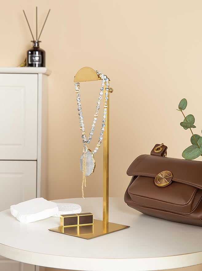 Purse Display Stands, 3 Pack Gold Purse Display Rack Stainless Steel Handbag Display Stand Adjustable Height Bag Stand Holder Anti-fingerprint Hanger Rack for Retail Boutiques Commercial Store