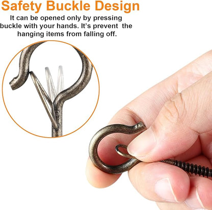 24 PCS Q-Hanger Hooks, Screw Hooks for Outdoor String Lights, Safety Buckle Design Cup Eye Hook for Hanging Christmas Lights, Plants, Mounted on Wall Ceiling, Include 1 Wing Nut Driver, Copper