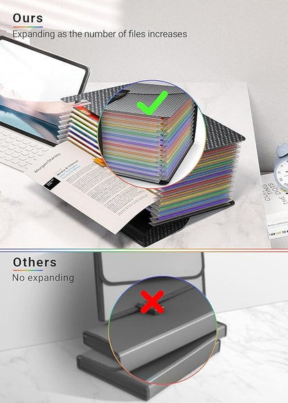 Expanding File Folders with Handle,Accordion File Organizer 13 Expandable Pockets,Portable Filing Box,Adjustable Support Strap,Colored Tabs,Paper Document Organizer,A4/Letter Size Diamond