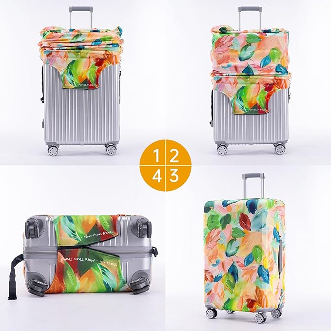Travelkin Luggage Covers For Suitcase Tsa Approved,Suitcase Cover Protector Fit 18-32 Inch Luggage (Coloured Leaves, XL)