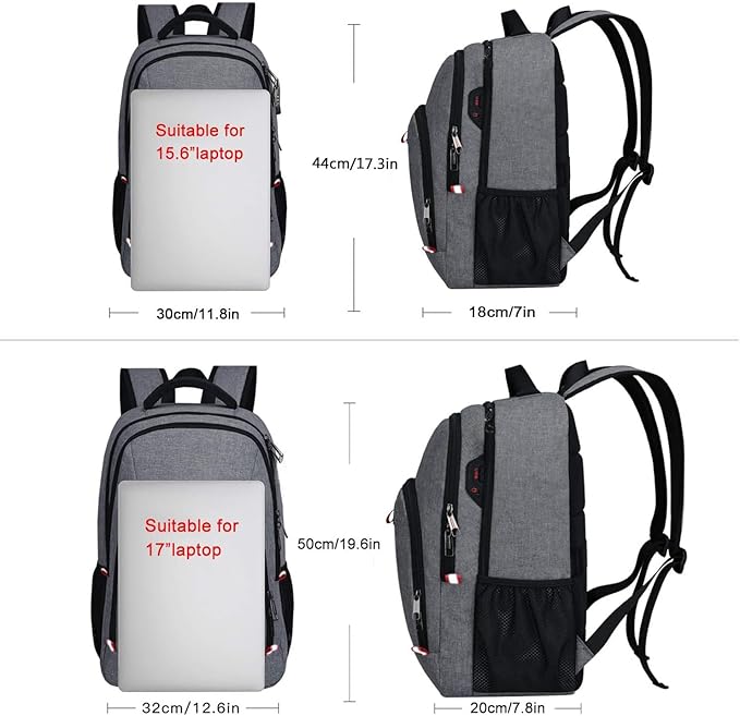 Della Gao Travel Laptop Backpack, Anti Theft Backpack for Men and Women with USB Slit Business Computer Backpack Bag (Grey, 15.6 Inch)