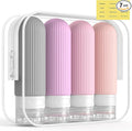 ME.FAN Travel Bottles for Toiletries, TSA Approved 3oz Silicone Journey Size Containers, Portable Split Bottle for Conditioner, Shampoo, Lotion- 4 Pack Purple