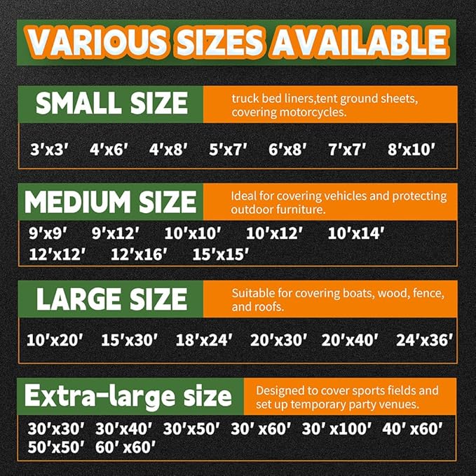RAINDEWAY Tarps Heavy Duty Waterproof 30x50 Feet, 10 Mil Thick Multipurpose UV Resistance Large Tarp Cover with Metal Grommets and Reinforced Edges, Silver/Brown Tarp