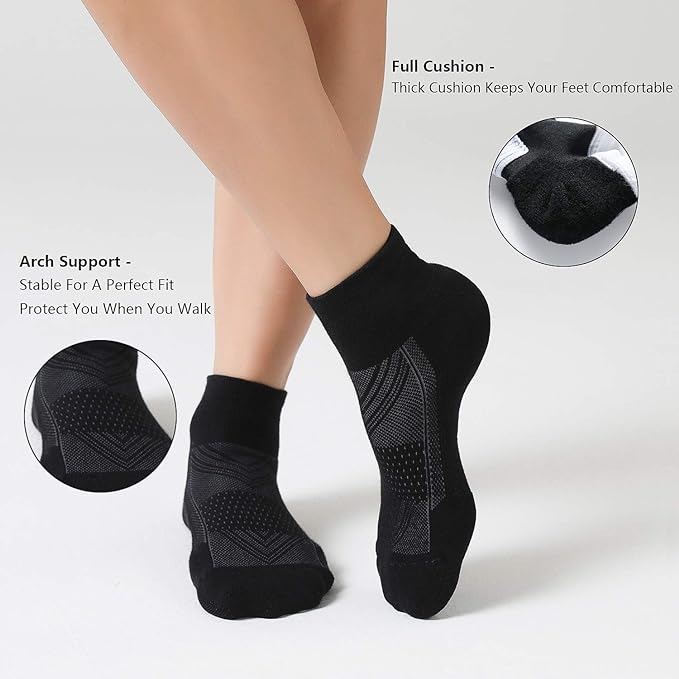 CS CELERSPORT 6 Pairs Women's Running Ankle Socks Athletic Sport Socks Cushioned
