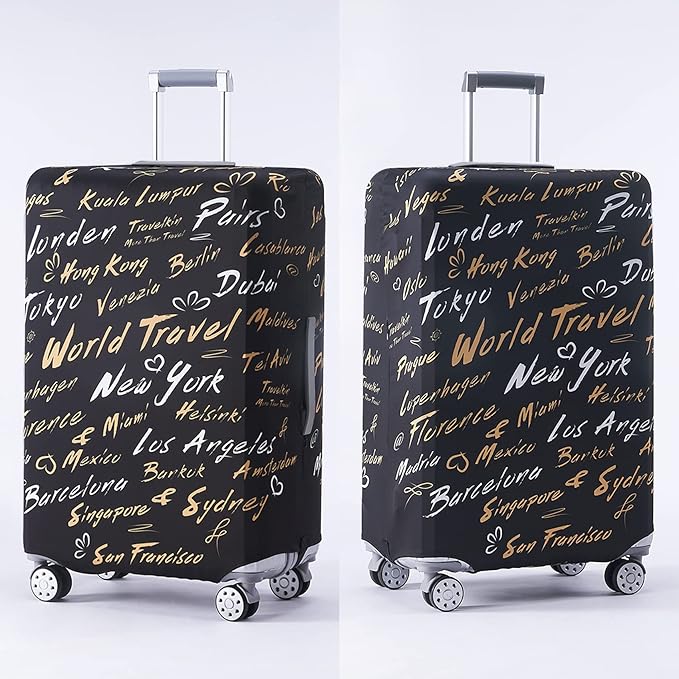 Travelkin Luggage Covers For Suitcase Tsa Approved,Suitcase Cover Protector Fit 18-32 Inch Luggage (World City, L)