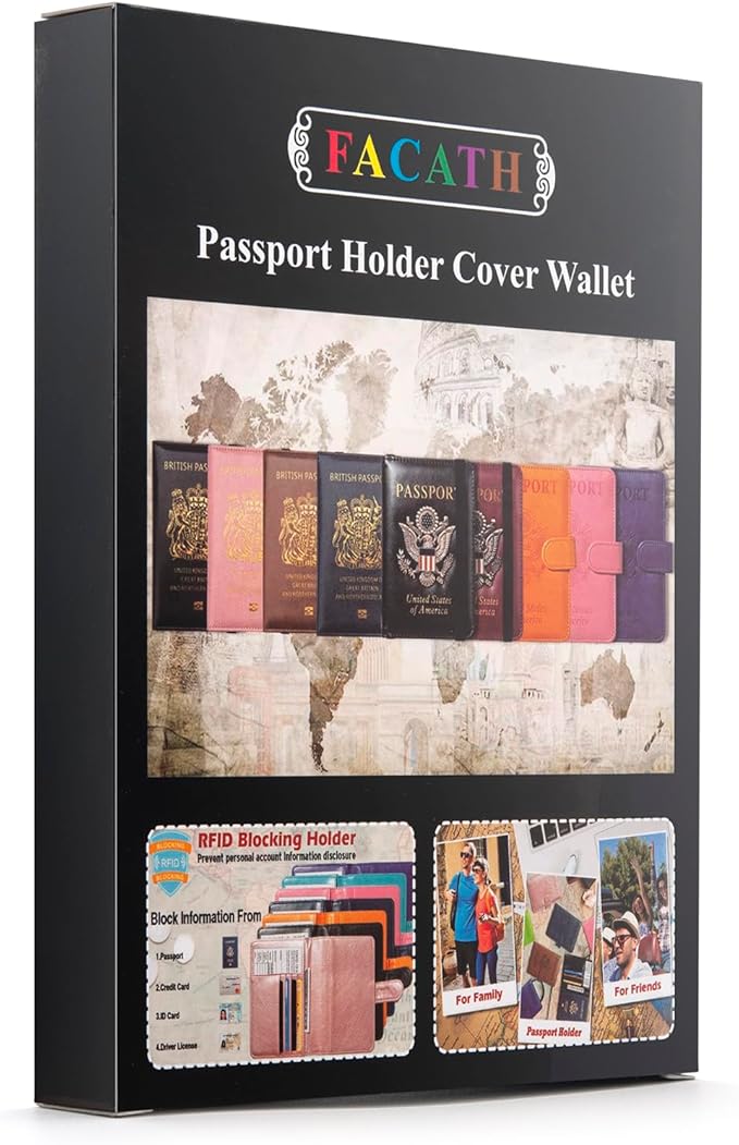 Passport Holder for Travel Passport Cover for Men Passport Wallet Case with Metal 3D Metal Badge Protector Leather Card Case RFID Blocking Women Travel Accessories Document Organizer (Red)