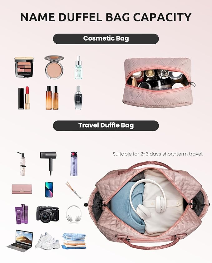 Preppy Stuff for Teenage Girl Gifts-Initial Duffle Bag with Shoe Compartment, Weekender Bag, Monogram Overnight Bag, Letter Travel Bag with Makeup Bag，Birthday Gift for Women Girl (Letter Q)