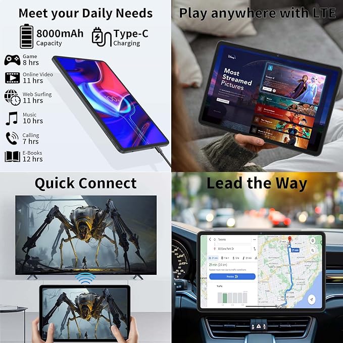 12 Inch Tablet Android 15 Tablets, 2025 Upgraded Android Tablet with Keyboard, 24GB RAM+256GB ROM(1TB Expand), Octa-Core, 2K 2000x1200 Display, 16MP Dual Camera, 8000mAh, 2.4G/5G WiFi, GPS (Silver）
