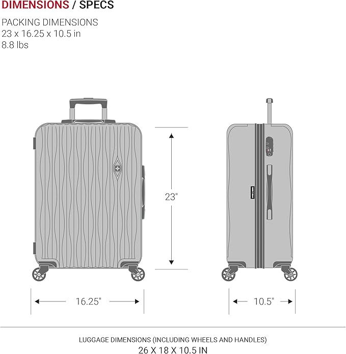 SwissGear 7272 Energie Expandable Hardside Luggage with Spinner Wheels and TSA Lock, Gold, Checked-Medium 24-Inch