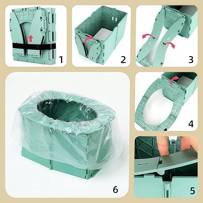 Travel Potty,Portable Potty Seat Foldable Travel Training Toilet Seat,Foldable Toilet for Outdoor Camping (Teal Pink)