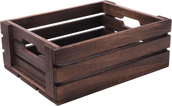 ARTAWEIN Rustic Vintage Finished Wooden Crate with Handles - Nesting Storage, Display, Organization Crate for Party, Office, Bedroom, Kitchen and Closet (Rustic Black set of 2)