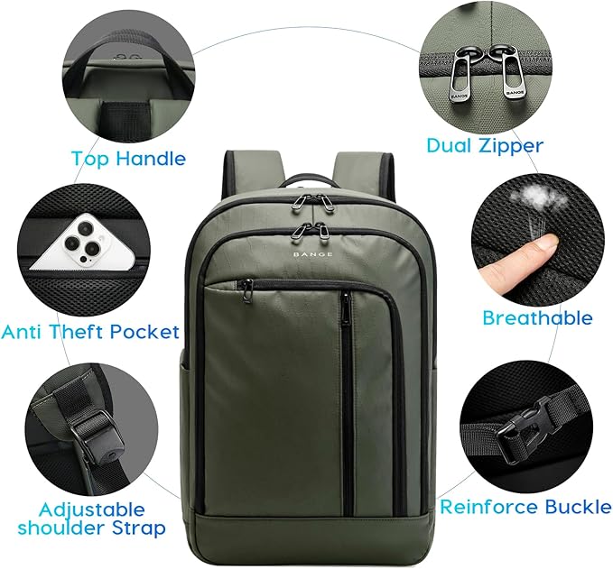 BANGE 28L Lightweight Hiking Backpack, 15.6 Inch Laptop Rucksack for Travel & Outdoor, Water-Resistant Daypack for Commuting, Gym, Camping, and Business Trips – Unisex Design