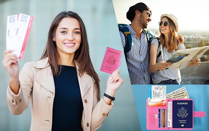 Passport Holder Cover Wallet RFID Blocking Leather Card Case Travel Accessories for Women Men (Brown)
