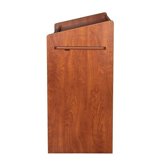 OEF Furnishings Mobile Floor Lectern with Side Shelf And Keyboard Tray, Cherry