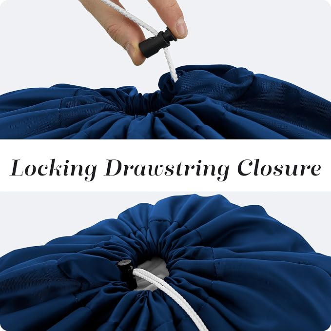 Handy Laundry Nylon XL - Large Capacity with Locking Drawstring, Machine Washable, Fits Laundry Baskets or Hampers, Holds 3 Loads of Clothes - Navy Blue (Pack of 2)