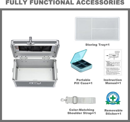 Storage Lock Box with Combination code, Lockable Medicine Storage Case, Empty First Aid Box, Security Lock Box, Multipurpose Lockbox for Home and Outdoor Use (Gray, Small)