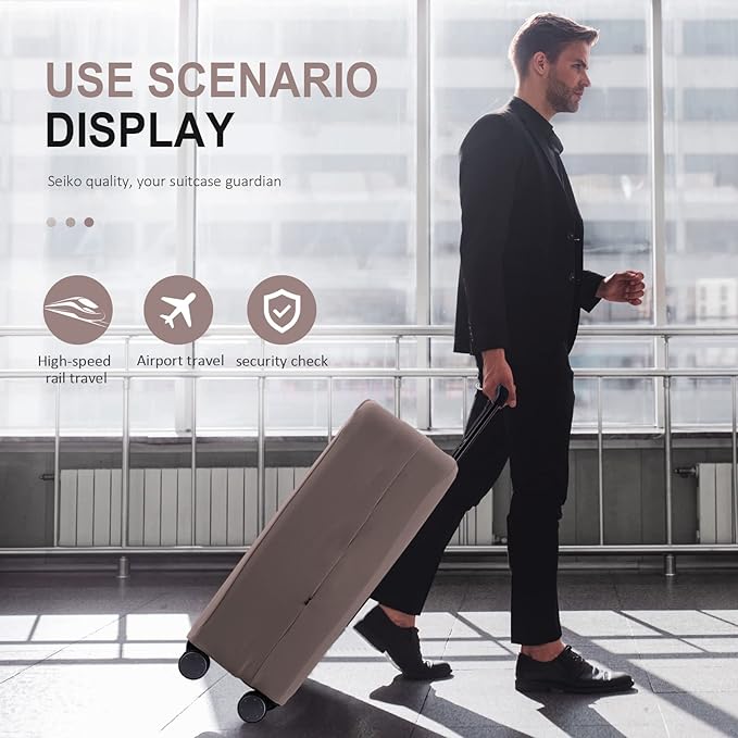 Travel Luggage Cover Suitcase Protector Scratch-Resistant Fit 19-31 Inch Suitcase, Not Included Suitcase (Khaki, M(24-25 inch))