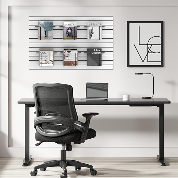 6 Pair Literature Display for Slatwall, Adjustable Magazine Holder for Slat Wall, Metal Slatwall Accessories for Exhibitions, Perfect for Organizing Books, Magazines, and Brochures