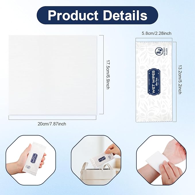 100 Pcs Wet Wipes Individually Wrapped, Aloe Vera Hand Wipe, Disposable Skin Cleansing Wipes, Travel Size Wipes Bulk for Hands, Butt, Daily Use, Restaurant, Barbecue (100 PCS)