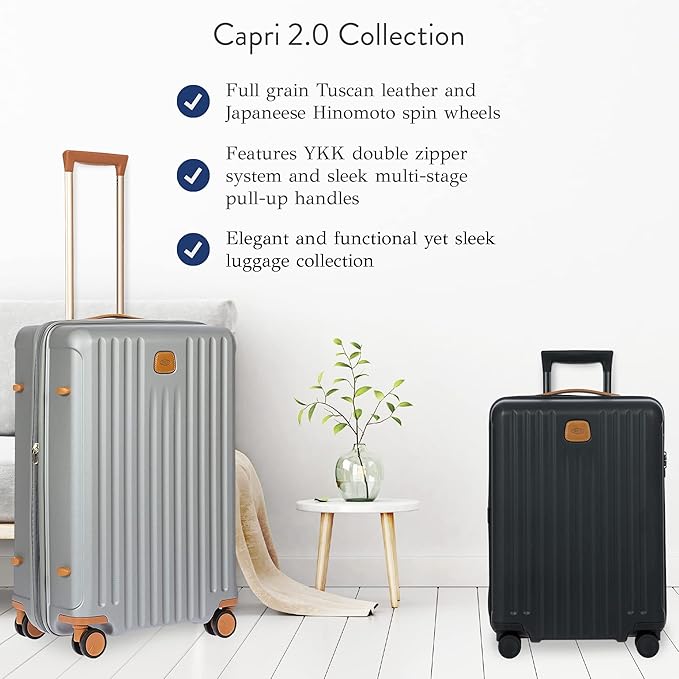 Bric's Capri 2.0 21-Inch Spinner - Luxury Carry On Luggage With Spinner Wheels - Lightweight Suitcases with Wheels Made From Durable Polycarbonate - Matte Black