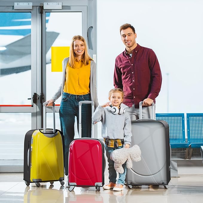 Upgraded Elastic Suitcase Covers for Luggage - Stretchable Black Cloth + Clear TPU, Fit 22 Inch Travel Suitcase, Waterproof & Anti-Scratch, Includes Free Red Luggage Tag
