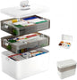 3-Tier Medicine Organizer with Detachable Pill Box, First Aid Kit with Handle, Portable Multipurpose Plastic Medical Box for Home, Travel, and Family Emergencies（White）
