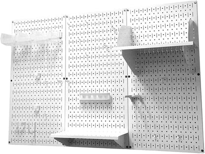 Wall Control Pegboard Organizer 4 ft. Metal Standard Tool Storage Kit With White Toolboard and Accessories - 30-P-3232W