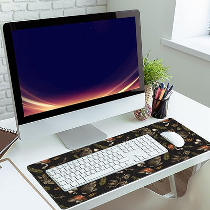 Desk Mat,Mystical Hare with Mushroom Gaming Mouse Pad,XXL Extended Mouse Pad Mat for Office,Computer,Keyboard with Non-Slip Base Stitched Eges Mousepad 35.4x15.75 inch