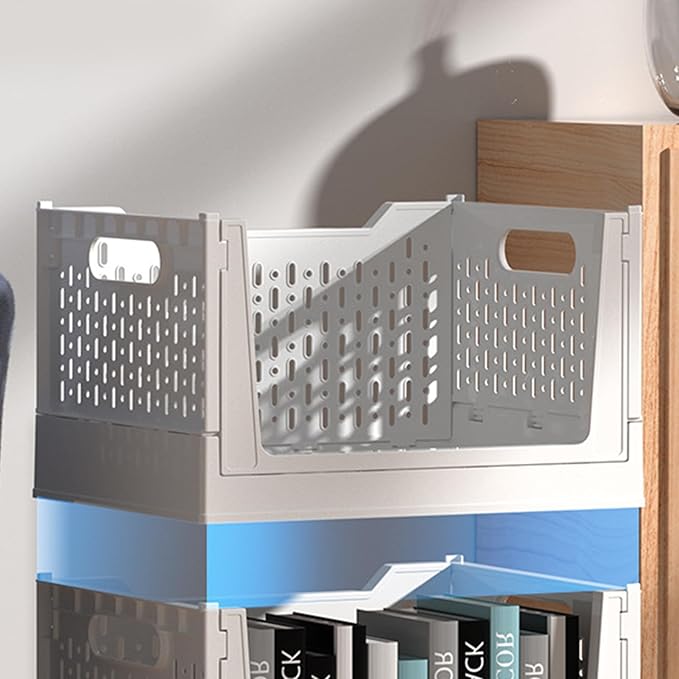 Rolling Book Cart - 40L Foldable Storage Container Mobile Basket, Portable Utility Bin, Lightweight Organizer | Durable Wheeled Book Holder for Home Office Dorm Study Rooms