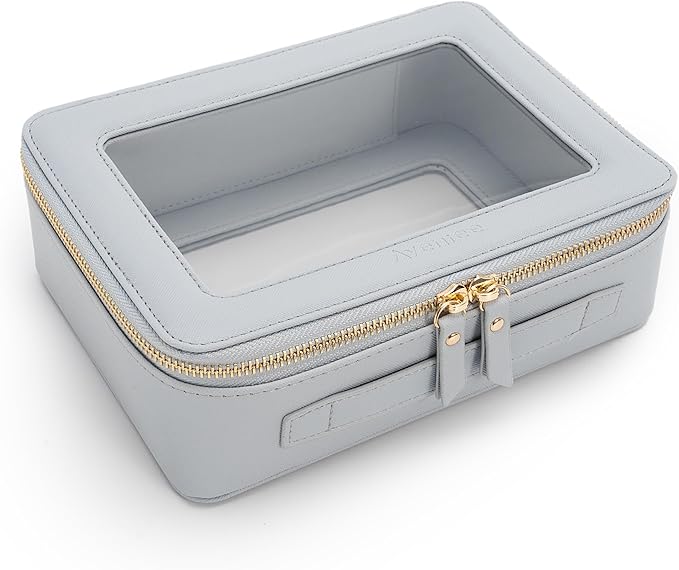 Aveniee Clear Makeup Bag Organizer,Large Travel Toiletry Bag for Women, Waterproof Cosmetic Pouch with Zippers,Car Organizers and Storage Case for Accessories,Blue