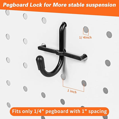 296 PCS Extra Thick Pegboard Hooks for 1/4" Peg Board Hanging Tools, Heavy Duty Metal Black Pegboard Accessories with Pegboard Bins and Peg Locks for Garage Organization