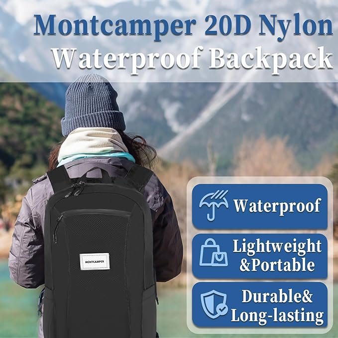Hiking Daypack - Lightweight & Water-Resistant Portable Backpack for Travel, Camping, Outdoor Adventures(25L, black)