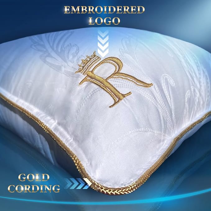 Royal Therapy King White Goose Feathers and Down Pillow, Premium White Bed Sleeping Breathable