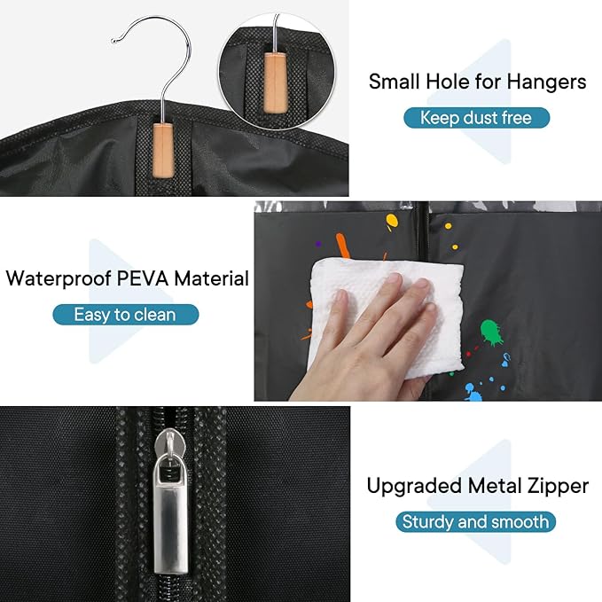 Dress Bags for Gowns, 65" Long Garment Bags for Hanging Clothes, 6-Pack Foldable Dress Cover with Clear Window for Women's Coats, Formal Gowns, and Evening Dresses