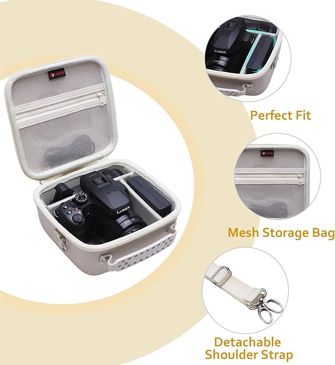 Hard Camera Case Bag Compatible with Canon EOS Rebel T7/T100/T6/R50/R6 or Kodak Pixpro AZ405/AZ425/AZ255/AZ401/AZ252/AZ528 DSLR Camera,for Canon Sony Kodak Panasonic Nikon Mirrorless Camera,Cream