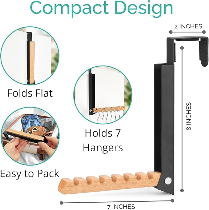 Over-The-Door Laundry Hanger - Convenient Travel Clothes Rack for Easy Drying - Ideal Laundry Hanging Rack for Travel and Home Use Collapsible Portable - 1PCS (Black)