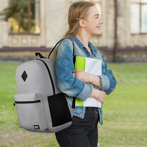 17 Inch Unisex School Backpack,Classic Bookbag Adults and Teens Schoolbag with USB Port for High School College Office Work Travel