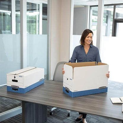 Bankers Box 12-Pack Medium-Duty String & Button File Storage Box, FastFold Assembly, Letter, STOR/FILE, (00704)