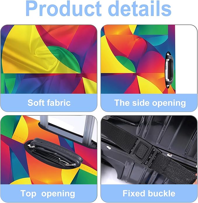 Luggage Cover Washable Suitcase Protector Anti-Scratch,Stretchable Fit for 20-34Inch Luggage Durable Travel Bag Cover with Zipper Closure (Multicolored, L(fits 28-30Inch suitcase))