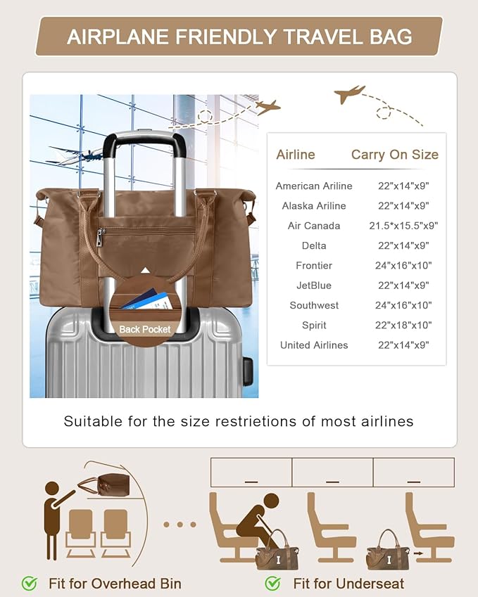 Birthday Graduation Gifts for Daughter,Initial Travel Duffel Bag Sports Gym Bag for Girls Teen Kids Birthday Gifts,Personalized Weekender Bag Carry On Tote Bags Cute Overnight Bag for Women(Brown, I)