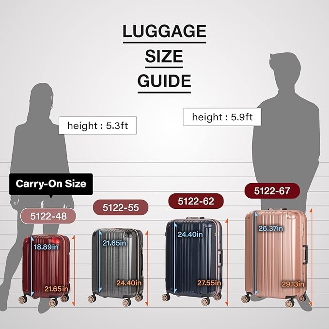 LEGEND WALKER Hardside Expandable Zipper Luggage, 24-inch, Navy, 5122-55-NV