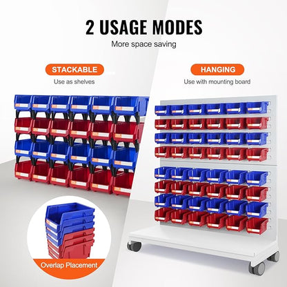VEVOR Plastic Stackable Storage Bins 24 Pack (5 x 4 x 3-Inch), Hanging Stackable Storage Organizer Bins, Heavy Duty Stacking Containers for Closet, Garage, Office, or Small Parts Organization