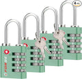 Forge Dual-Opening: Key or Combination Access Lock, TSA Approved Locks for Luggage, Pelican case, Travel, Gym, School, Stainless Steel Shackle. (Green, 4 Pk)
